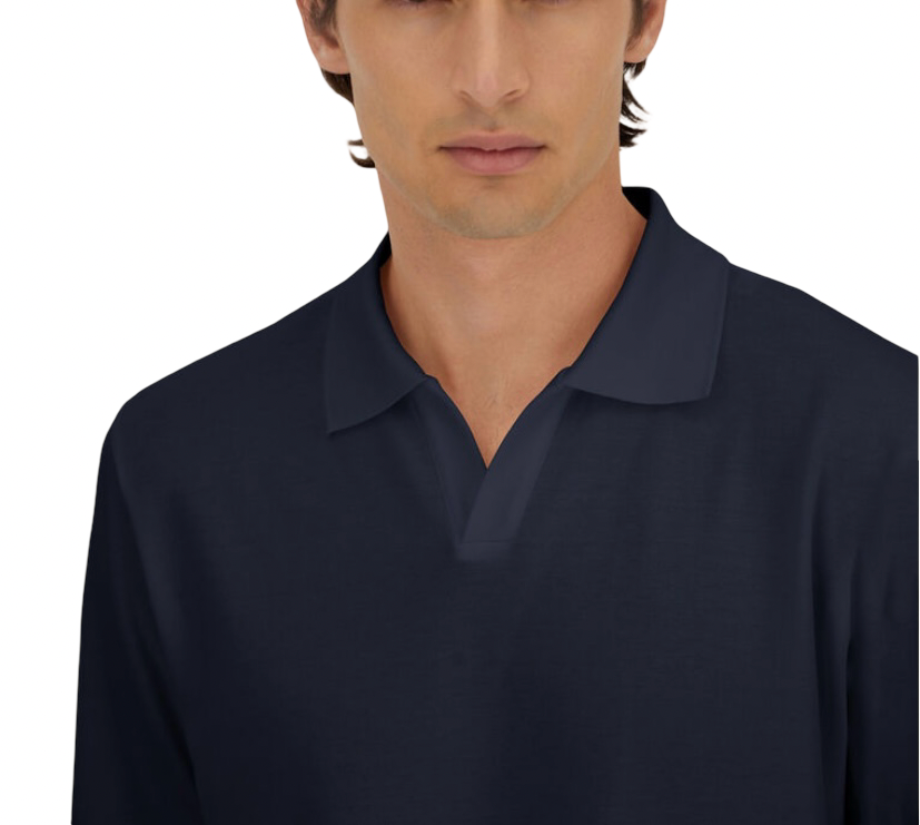 HERNO - Polo Blu in Jersey Knit Effect