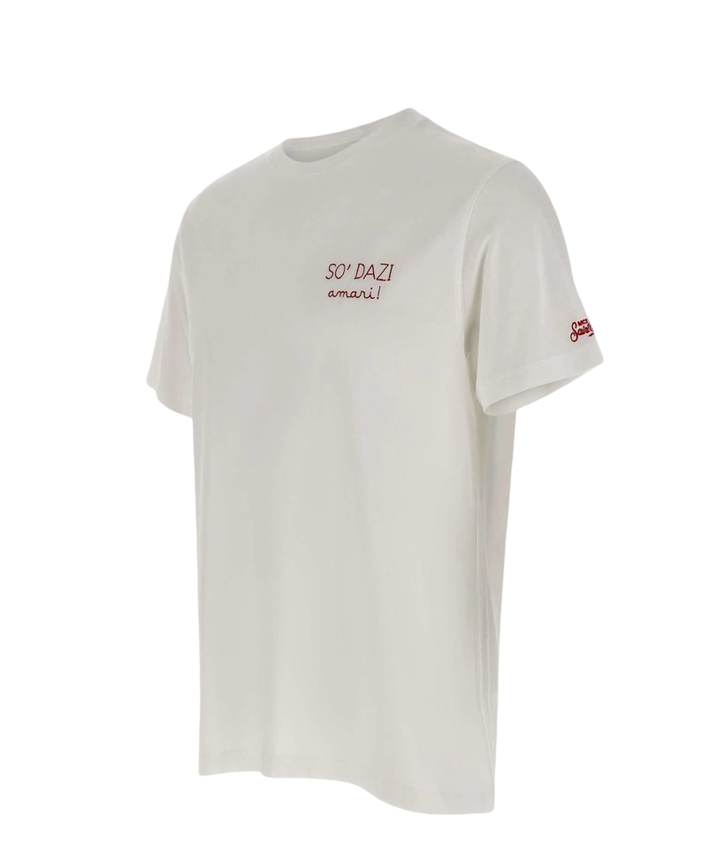 MC2 SAINT BARTH - T-shirt Bianca con ricamo Dazi Amari