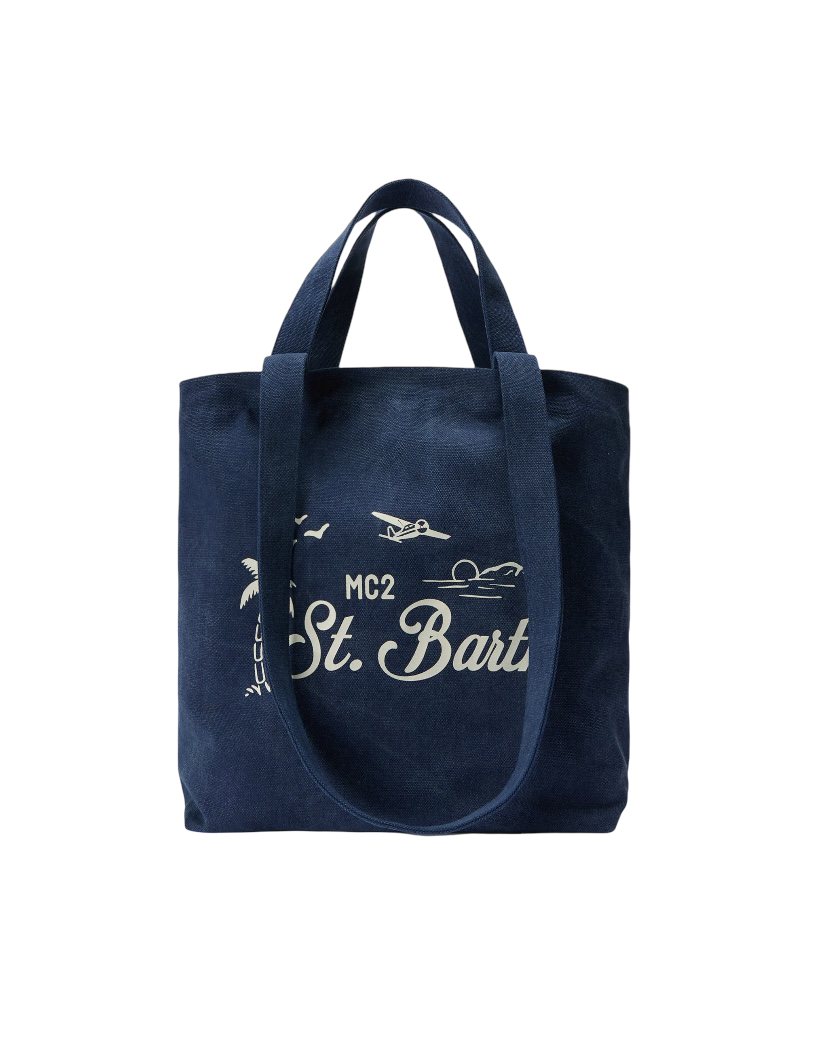 MC2 SAINT BARTH - Borsa Tote Essential Beach in Cotone Blu