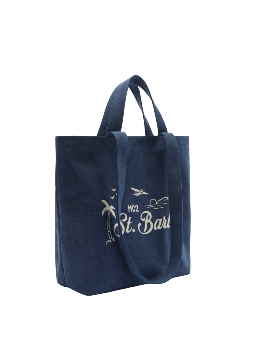 MC2 SAINT BARTH - Borsa Tote Essential Beach in Cotone Blu