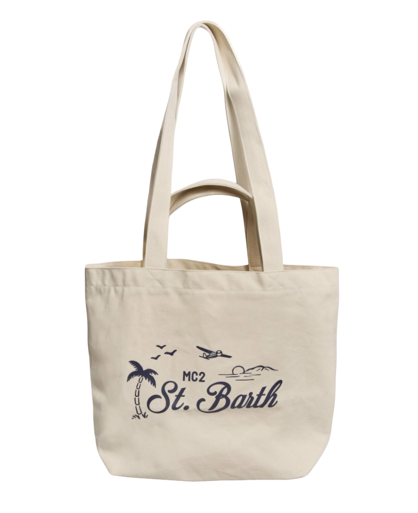 MC2 SAINT BARTH - Borsa Tote Essential Beach in Cotone Bianca