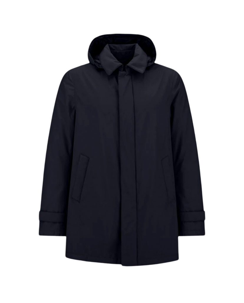 HERNO - Impermeabile Blu Carcoat Laminar 2 Layers Goretex