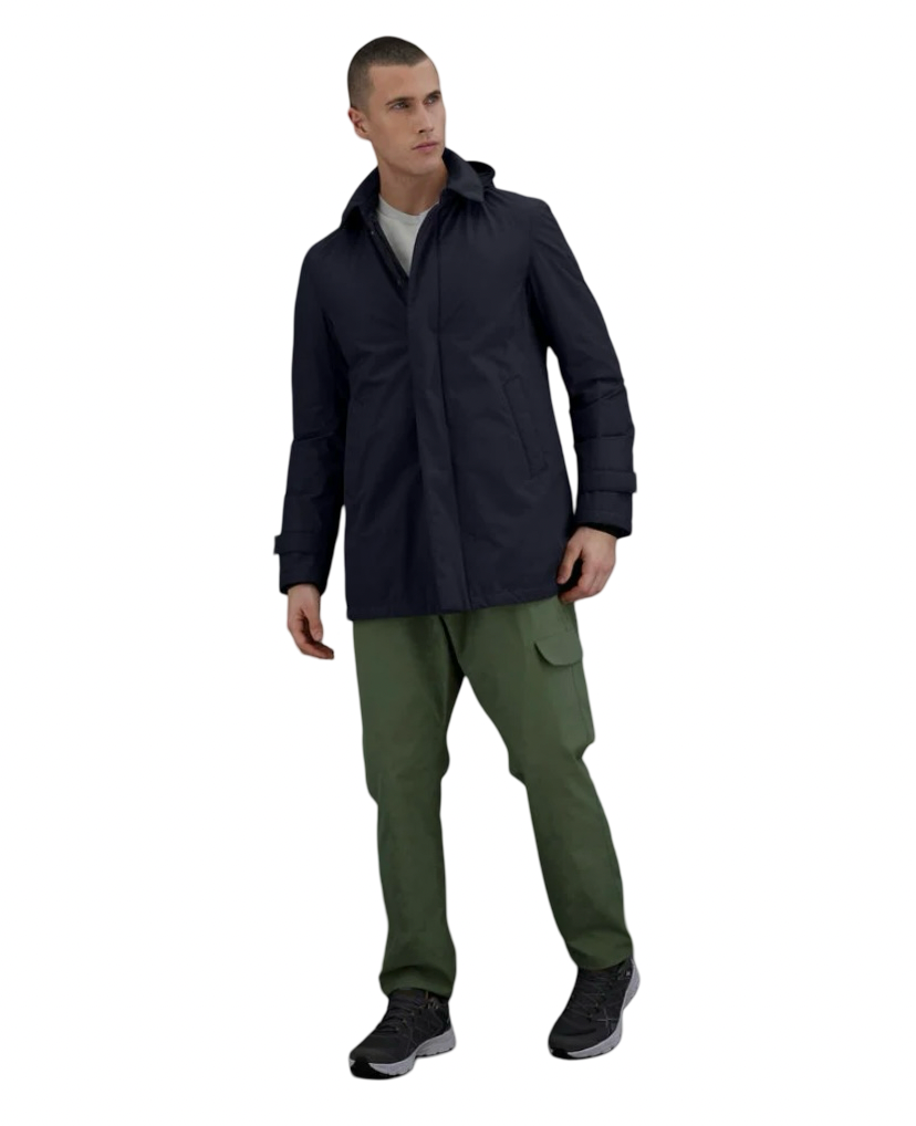 HERNO - Impermeabile Blu Carcoat Laminar 2 Layers Goretex