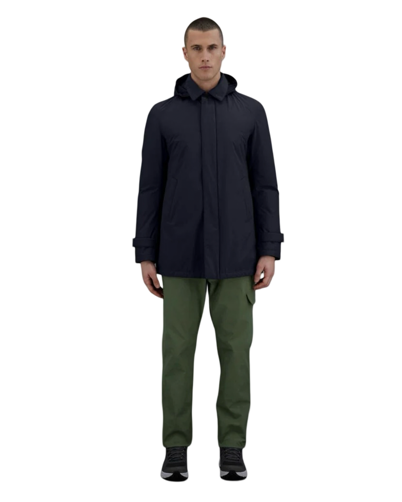 HERNO - Impermeabile Blu Carcoat Laminar 2 Layers Goretex