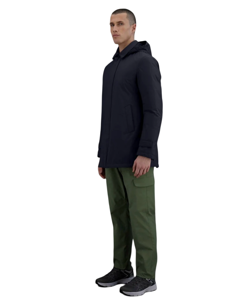 HERNO - Impermeabile Blu Carcoat Laminar 2 Layers Goretex