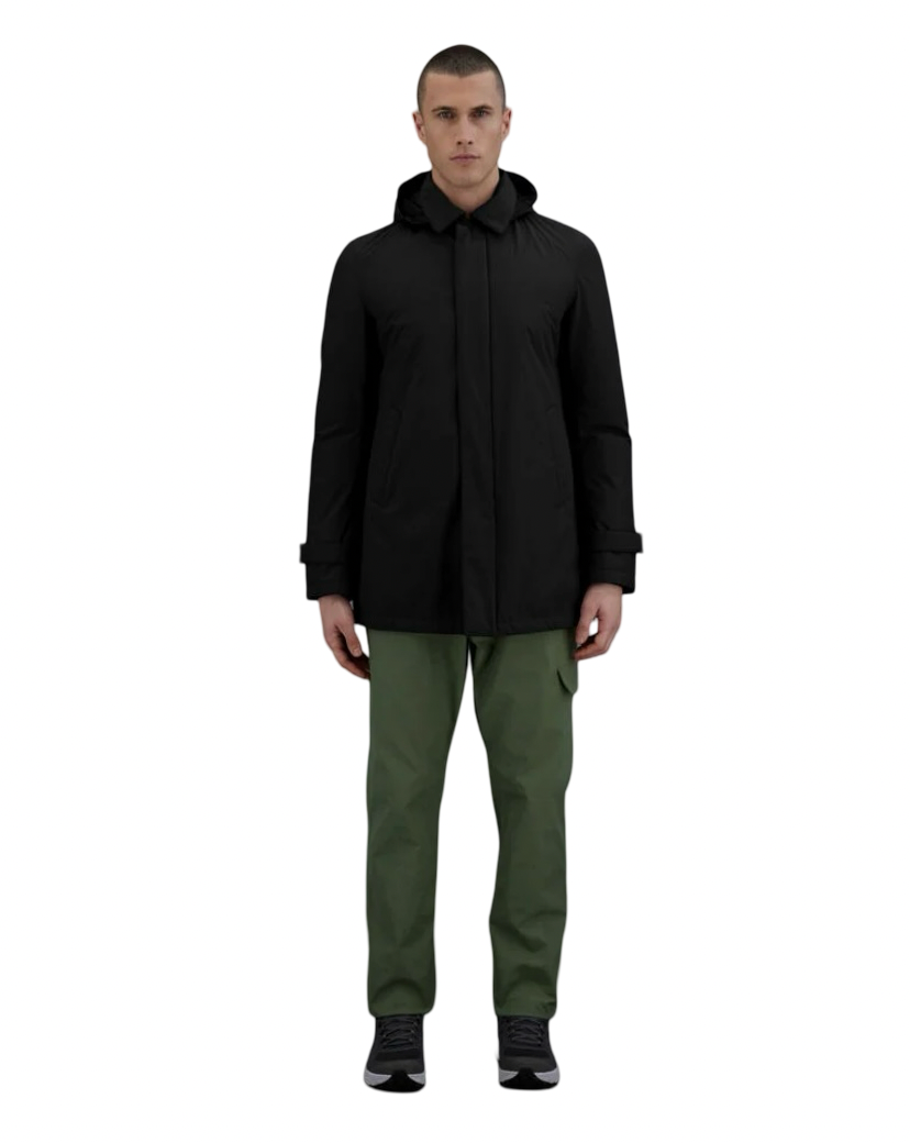 HERNO - Impermeabile Nero Carcoat Laminar 2 Layers Goretex