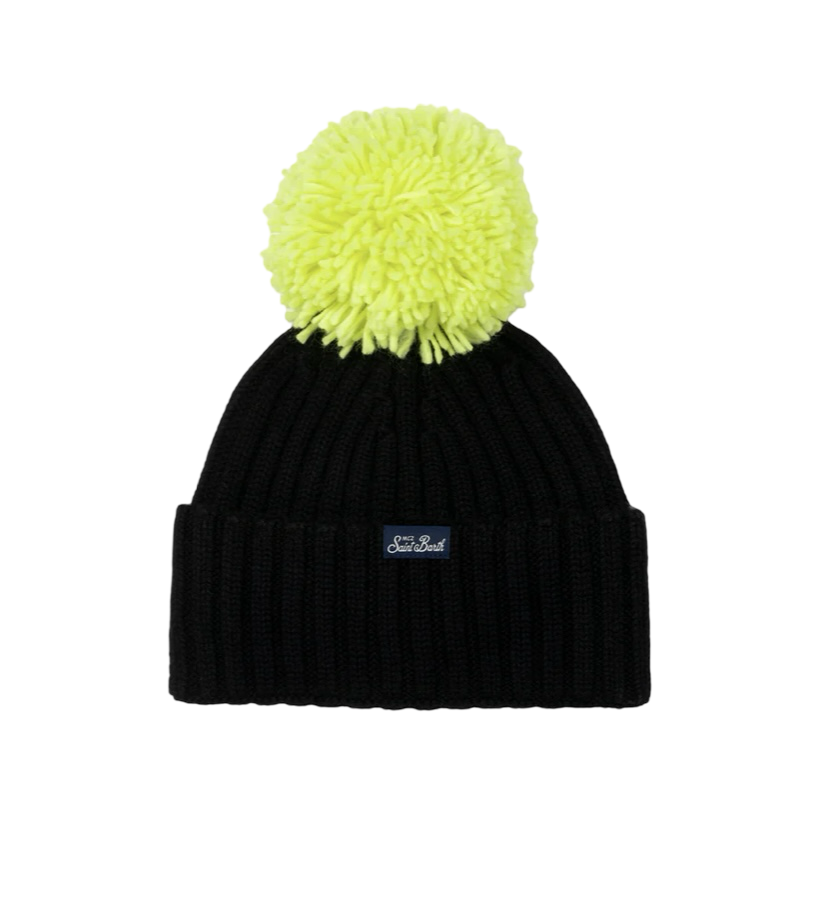 MC2 SAINT BARTH - Cappellino Nero con Pompon ricamo Off Piste