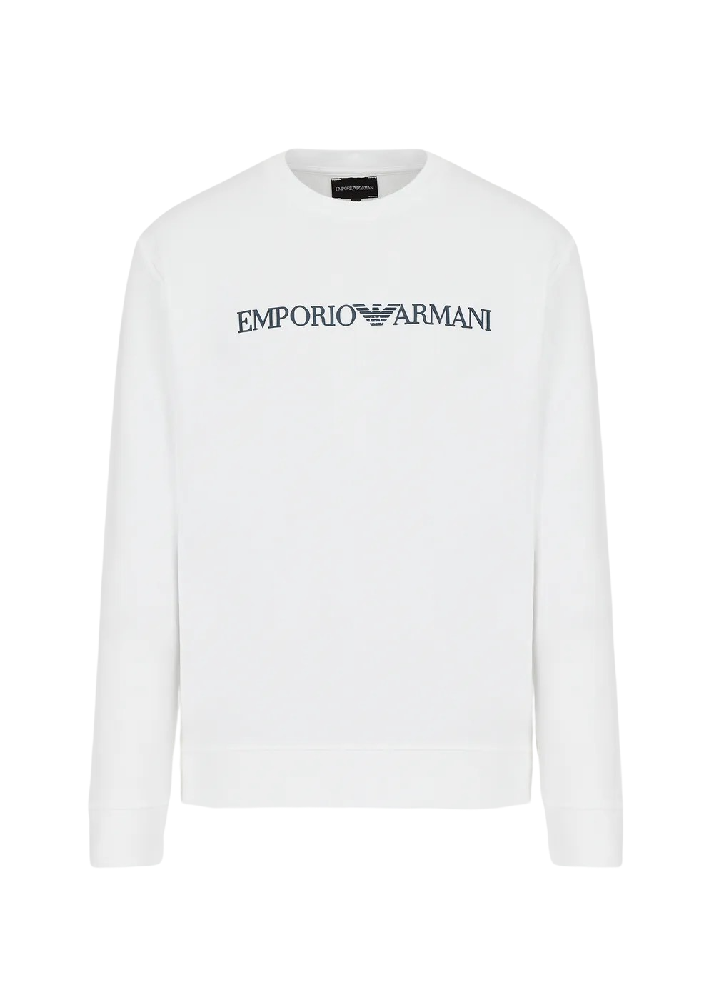 EMPORIO ARMANI - Felpa Bianca con stampa Logo Essential