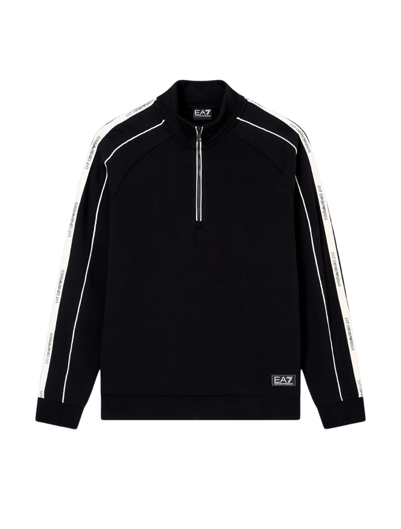 EA7 - Felpa Nera Mezza Zip Logo Series