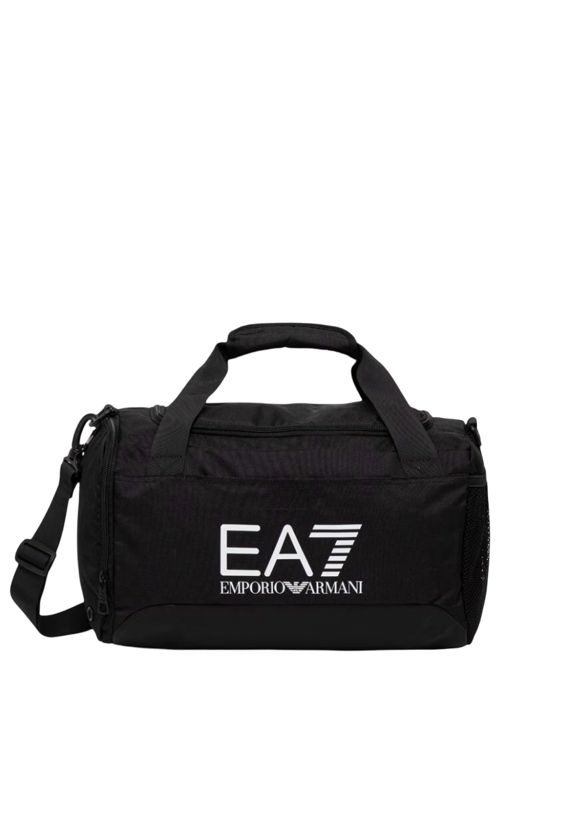 EA7 - Borsa Sportiva Nera con Maxi Logo in Tessuto Tecnico
