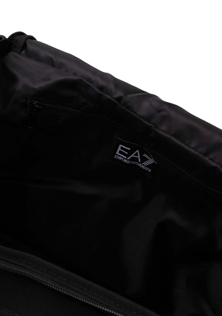 EA7 - Borsa Sportiva Nera con Maxi Logo in Tessuto Tecnico