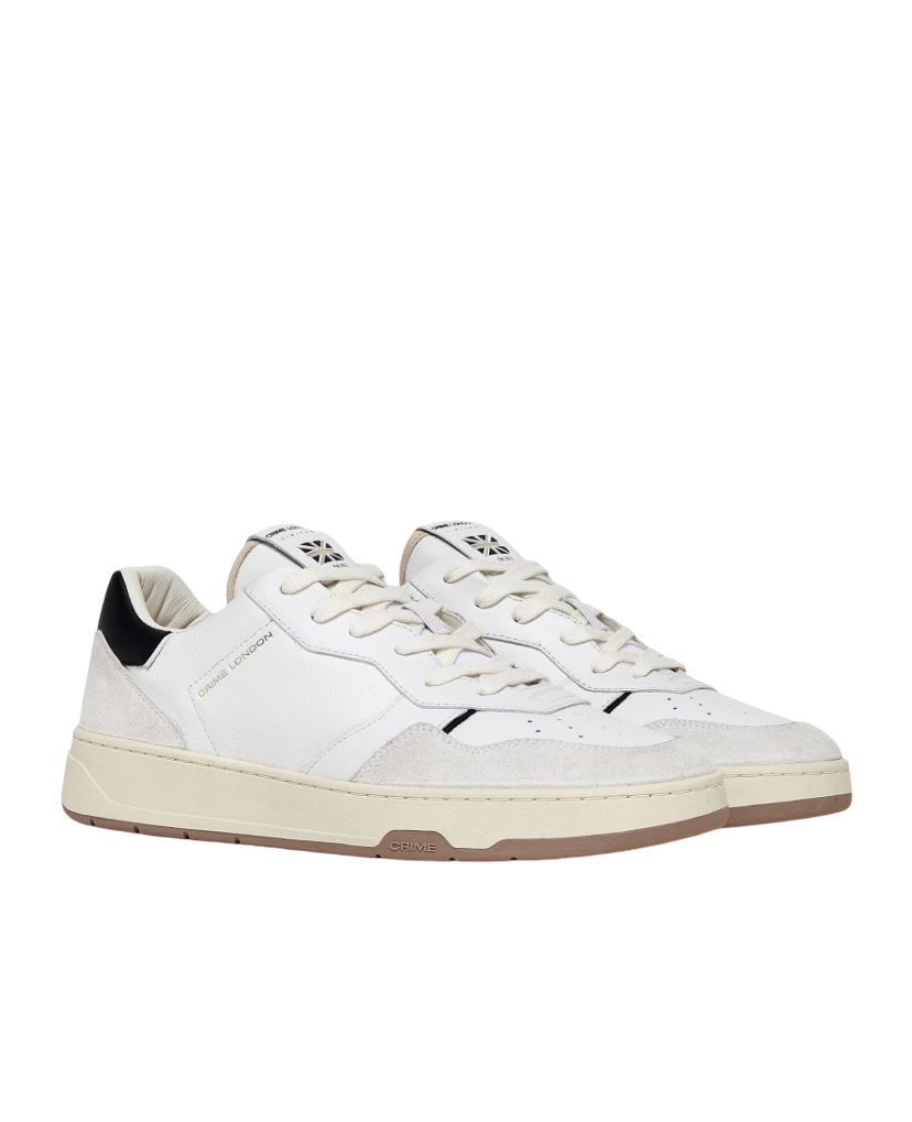 CRIME LONDON - Sneakers Timeless Black Touch Bianche con talloncino Nero