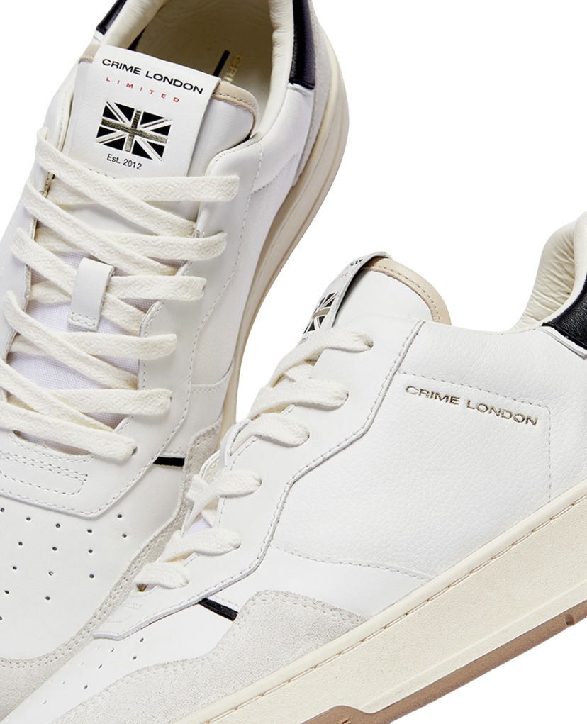 CRIME LONDON - Sneakers Timeless Black Touch Bianche con talloncino Nero