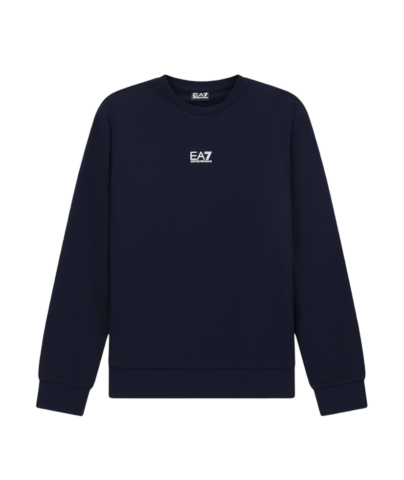 EA7 - Felpa Blu Girocollo con Logo piccolo sul petto Core Identity