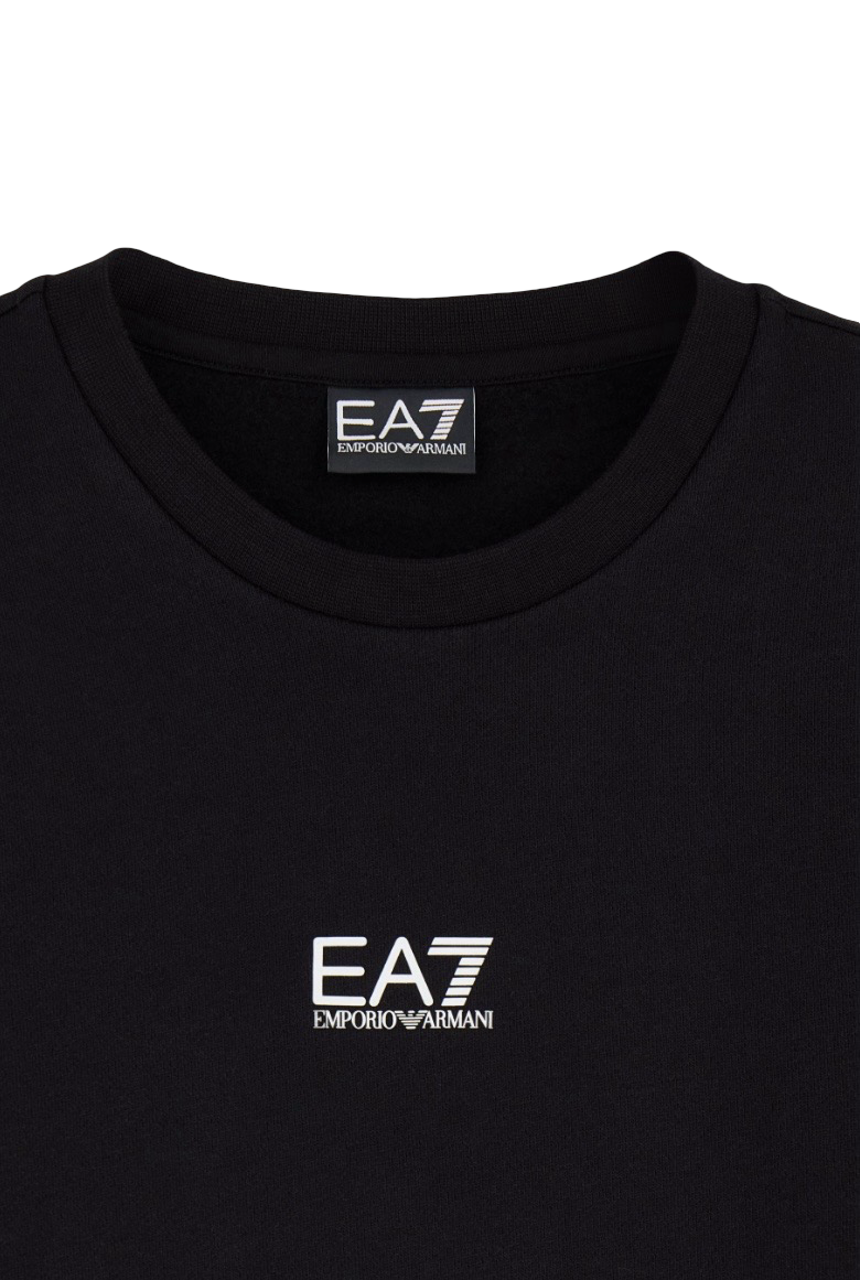 EA7 - Felpa Nera Girocollo con Logo piccolo sul petto Core Identity