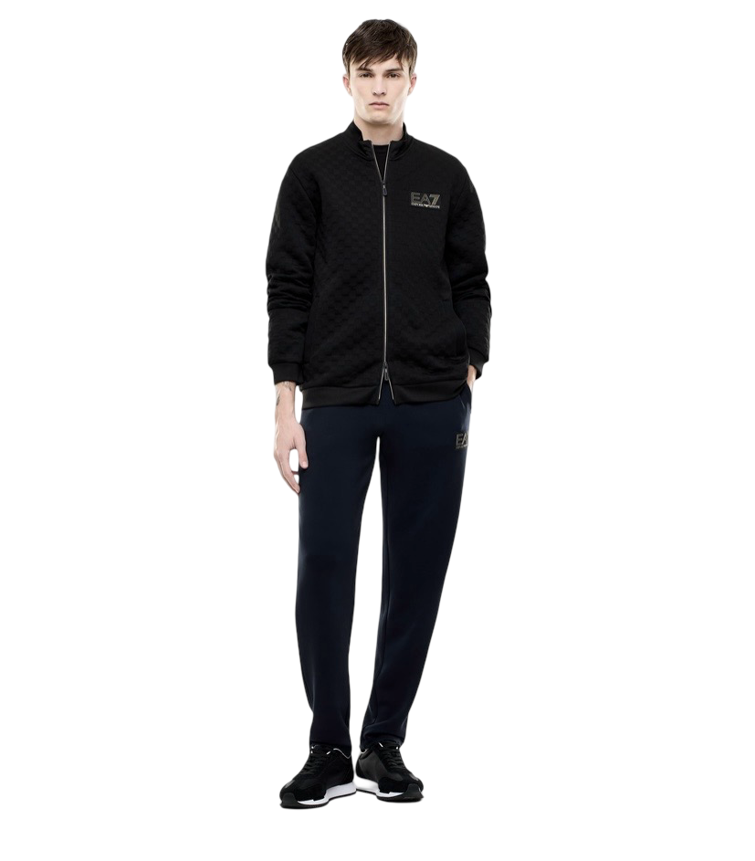 EA7 - Felpa Nera Premium Label Full Zip