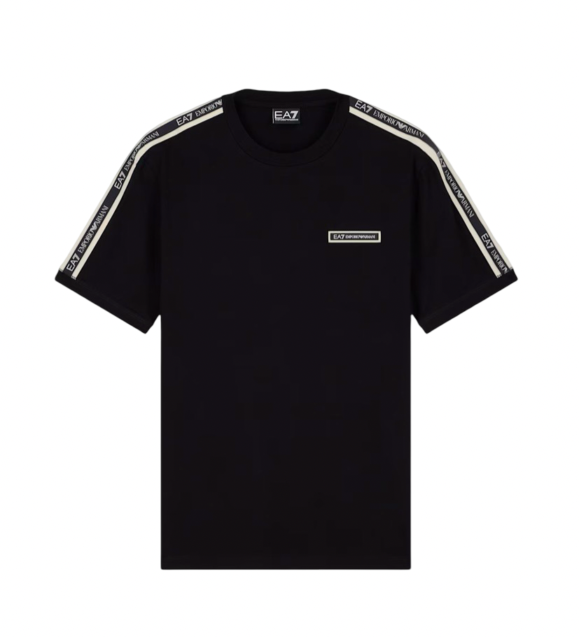 EA7 - T-shirt Nera Logo Series con Bande sulle spalle