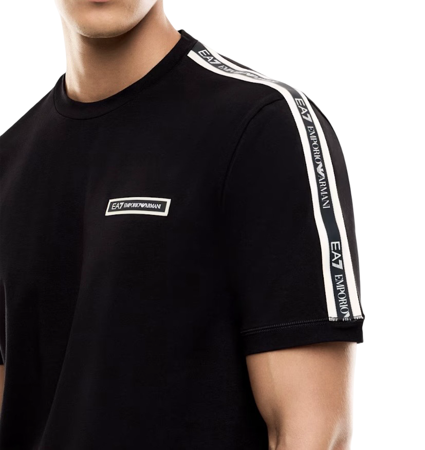 EA7 - T-shirt Nera Logo Series con Bande sulle spalle