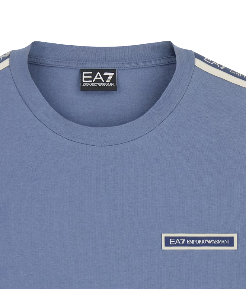 EA7 - T-shirt Azzurra Logo Series con Bande sulle spalle