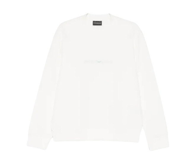 EMPORIO ARMANI - Felpa Bianca Essential in Doppio Jersey