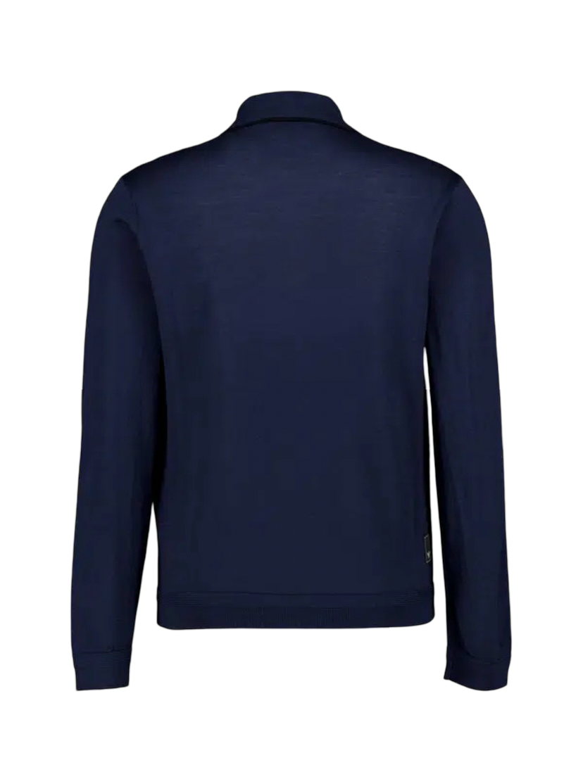 EMPORIO ARMANI - Maglioncino Blu con Collo a Polo Travel Essential