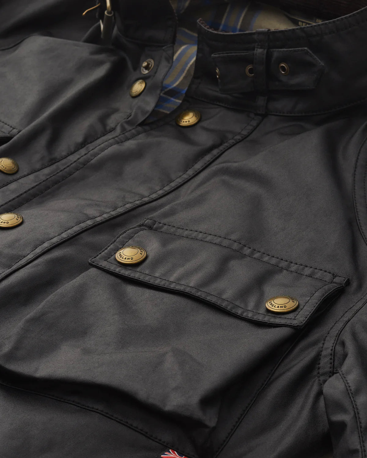 BELSTAFF - Giacca Nera Trialmaster in Cotone Cerato