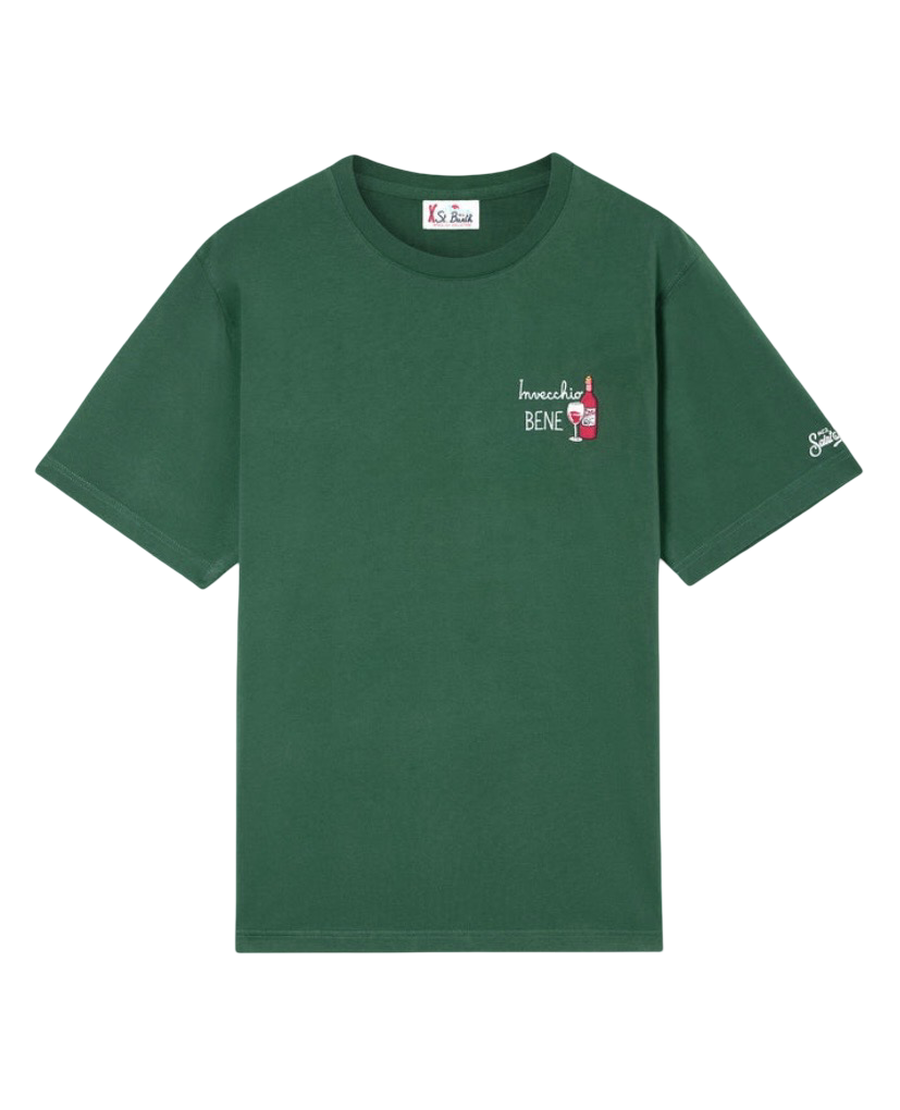 MC2 SAINT BARTH - T-shirt Verde con ricamo Invecchio Bene