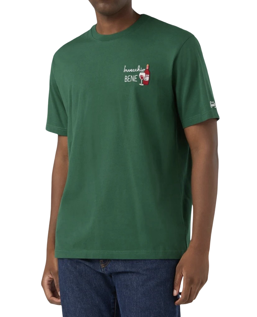 MC2 SAINT BARTH - T-shirt Verde con ricamo Invecchio Bene