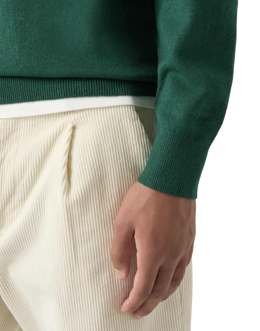 MC2 SAINT BARTH - Maglione Verde Heron Light Embry con ricamo Scrooge Fatturate