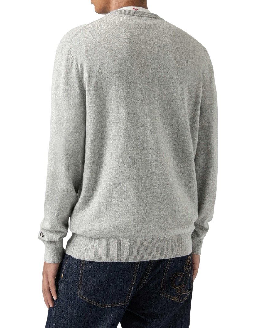 MC2 SAINT BARTH - Maglione Heron Light Embry Grigio con ricamo Watch Famolo Strano