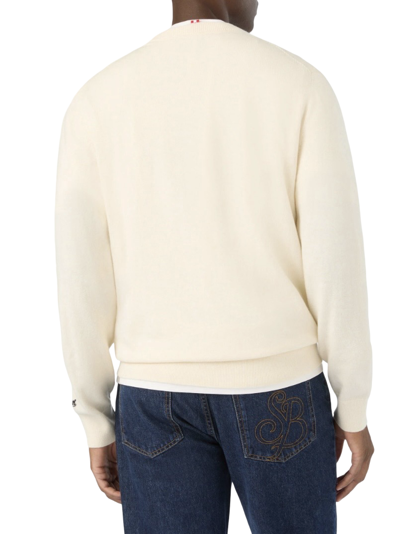 MC2 SAINT BARTH - Maglione Heron Light Embry Bianco con ricamo Watch I am a New Man