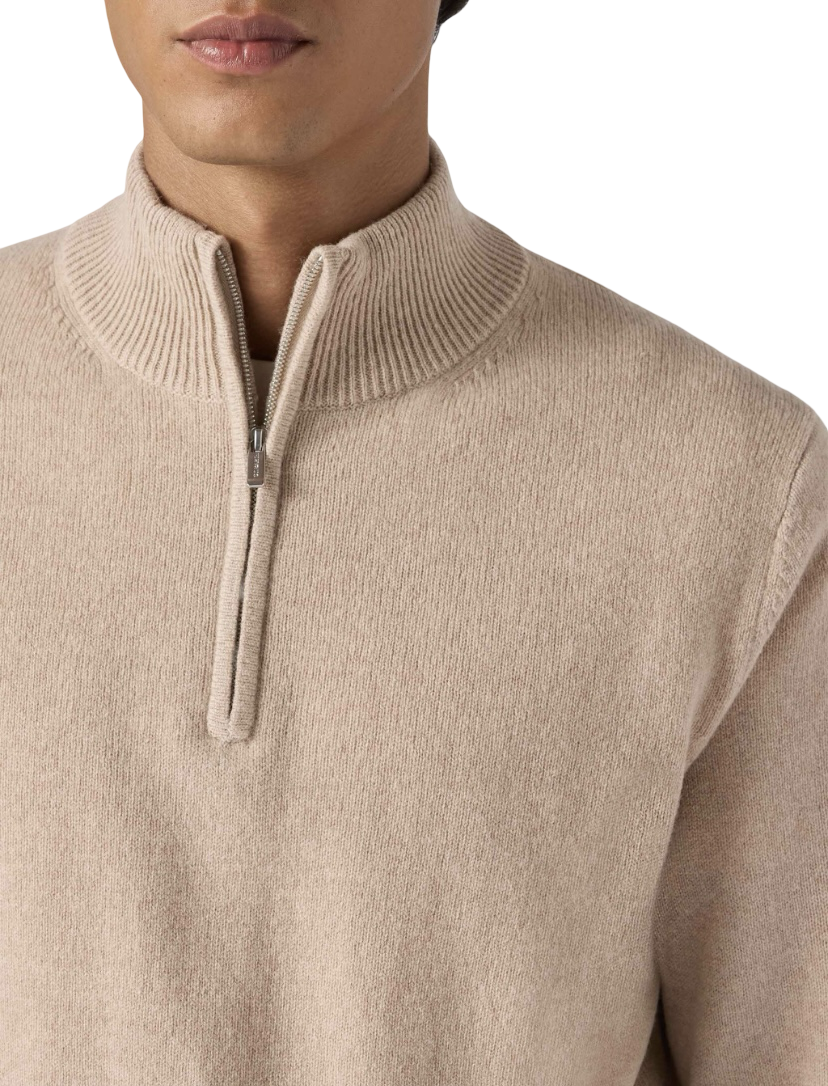 MC2 SAINT BARTH - Maglione Beige Mezza Zip Jermyn