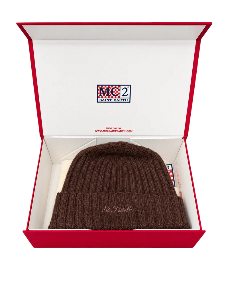 MC2 SAINT BARTH - Christmas Box Cappellino Marrone e Pochette Teddy