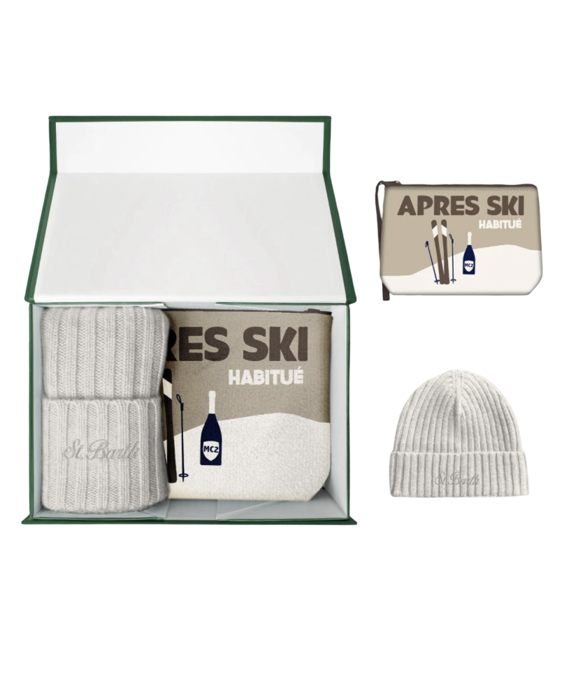 MC2 SAINT BARTH - Gift Box Cappellino Bianco e Pochette Apres Ski Habitué