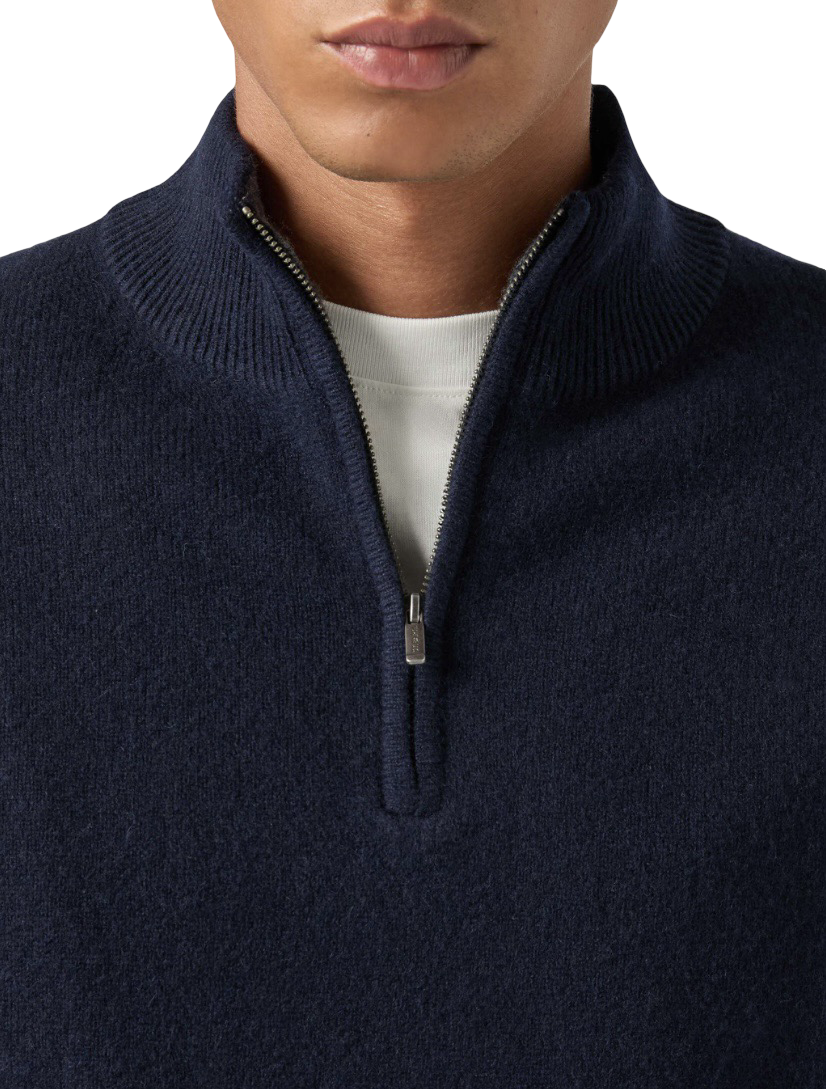 MC2 SAINT BARTH - Maglione Mezza Zip Blu Jermyn Contrast Lambswool
