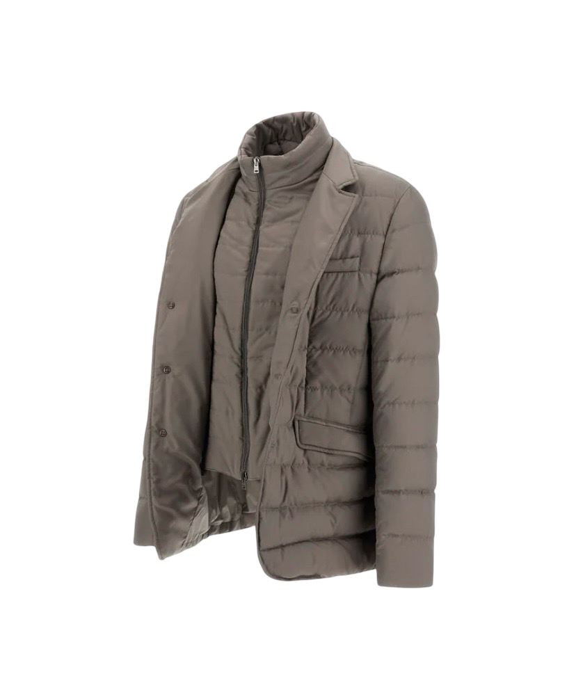 HERNO - Giacca Piumino Grigio in Arendelle e Monogram