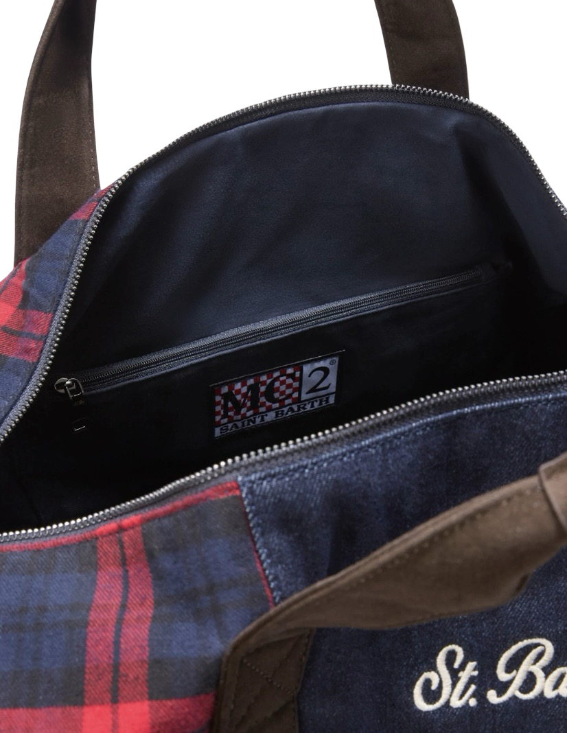 MC2 SAINT BARTH - Borsone Jetleg Patchwork Denim e Tartan