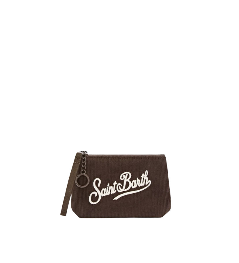 MC2 SAINT BARTH - Mini Pochette Aline Marrone in Velluto a Coste Corduroy