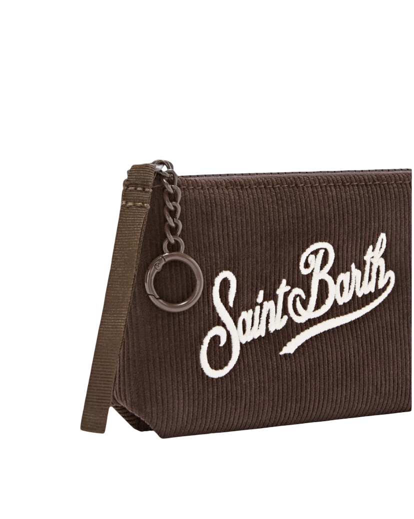 MC2 SAINT BARTH - Mini Pochette Aline Marrone in Velluto a Coste Corduroy