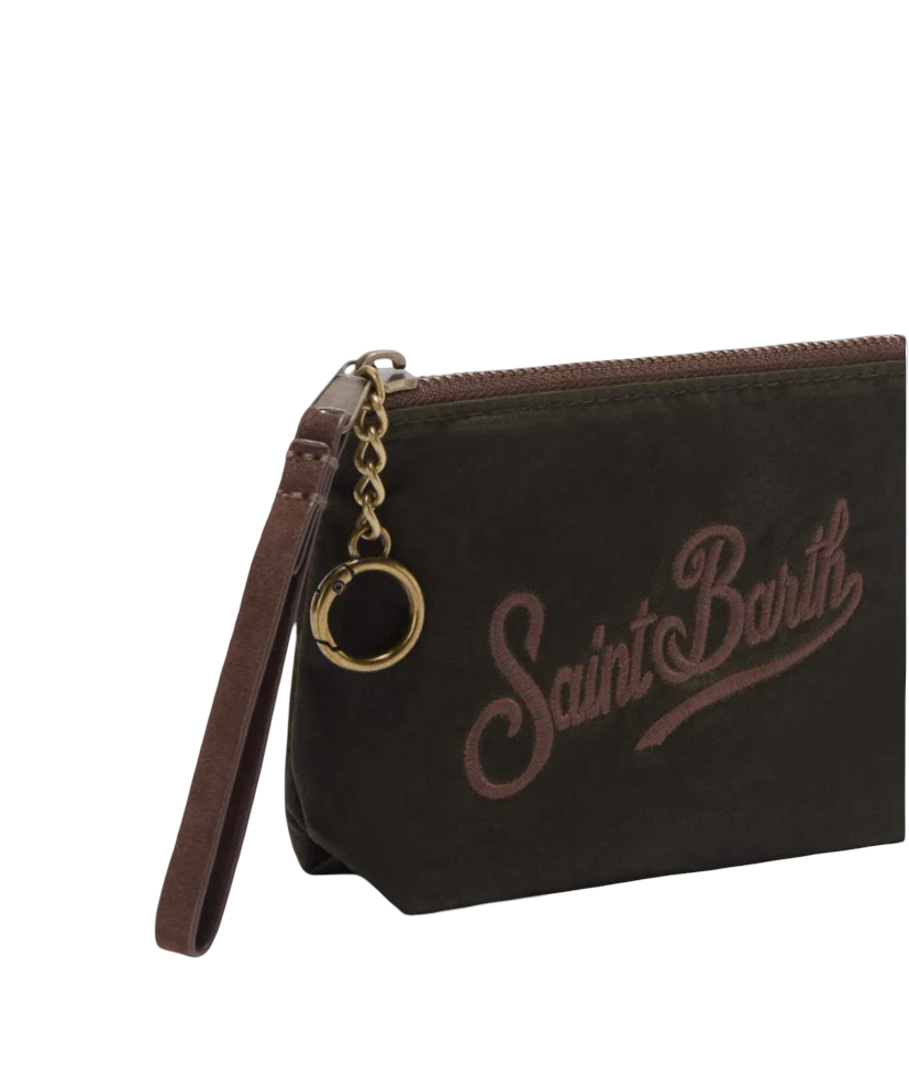 MC2 SAINT BARTH - Mini Pochette Aline Verde Militare in Tessuto Cerato