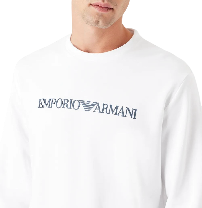 EMPORIO ARMANI - Felpa Bianca con stampa Logo Essential