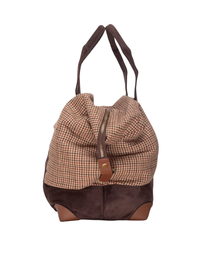MC2 SAINT BARTH - Borsone Travel Bag in Lana Pied De Poule Soft Marrone