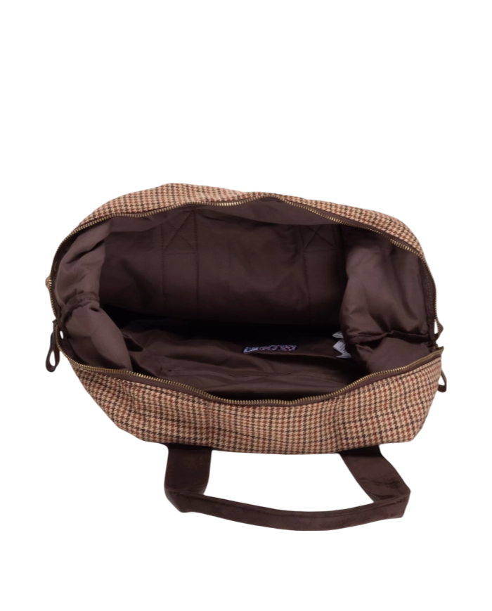 MC2 SAINT BARTH - Borsone Travel Bag in Lana Pied De Poule Soft Marrone