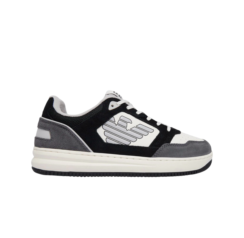 EA7 - Sneakers Bianco,Grigio e Nero con Logo Aquila