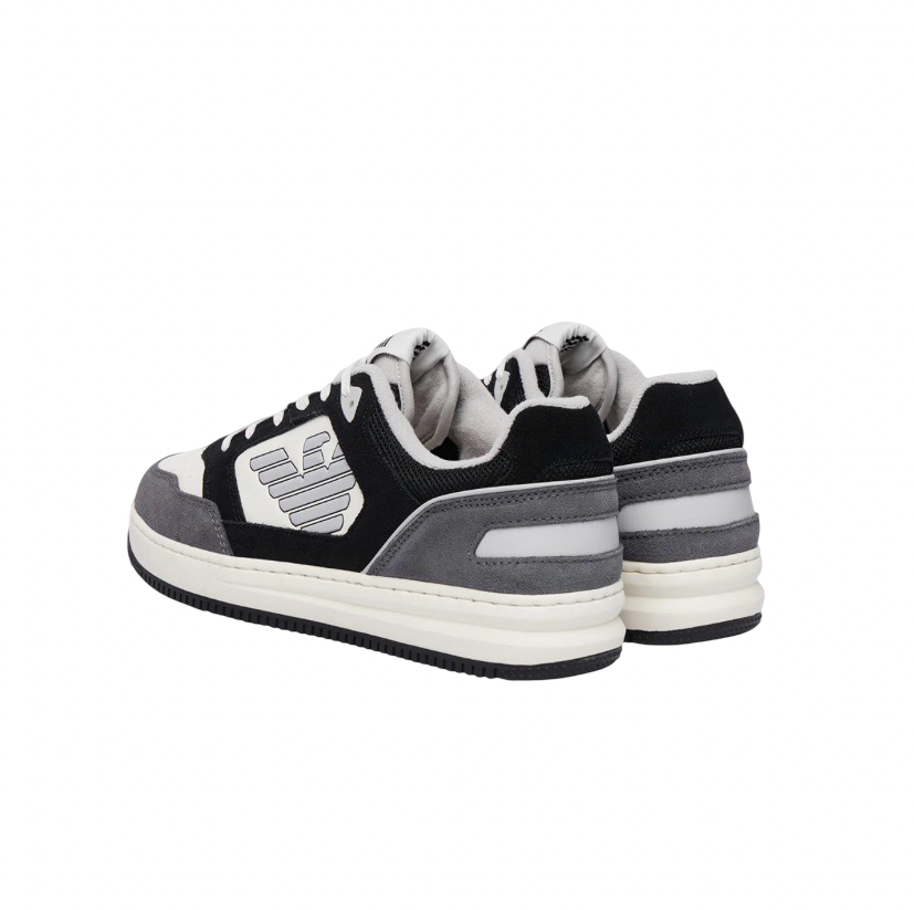 EA7 - Sneakers Bianco,Grigio e Nero con Logo Aquila