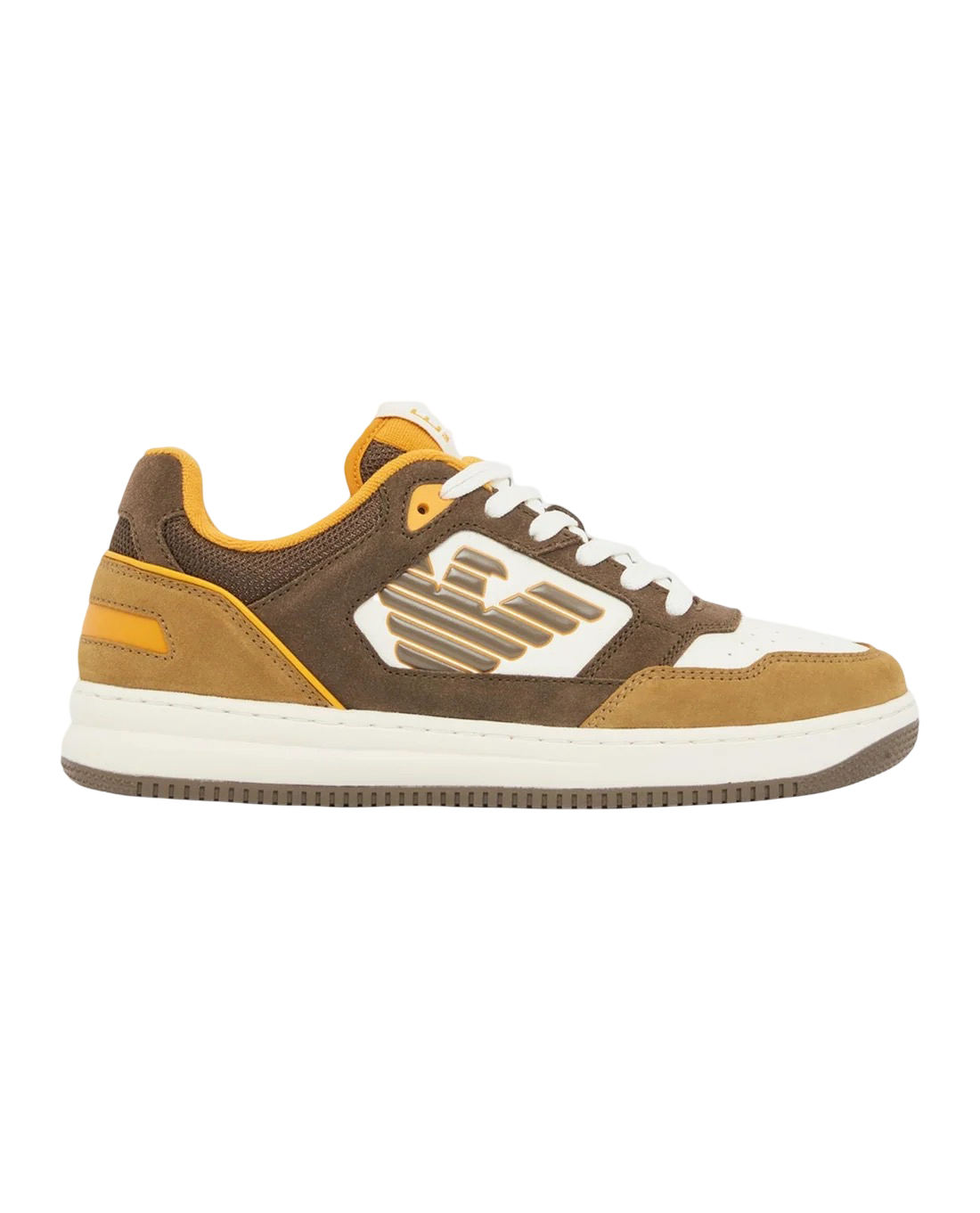 EA7 - Sneakers Bianco,Verde Militare e Senape con Logo Aquila
