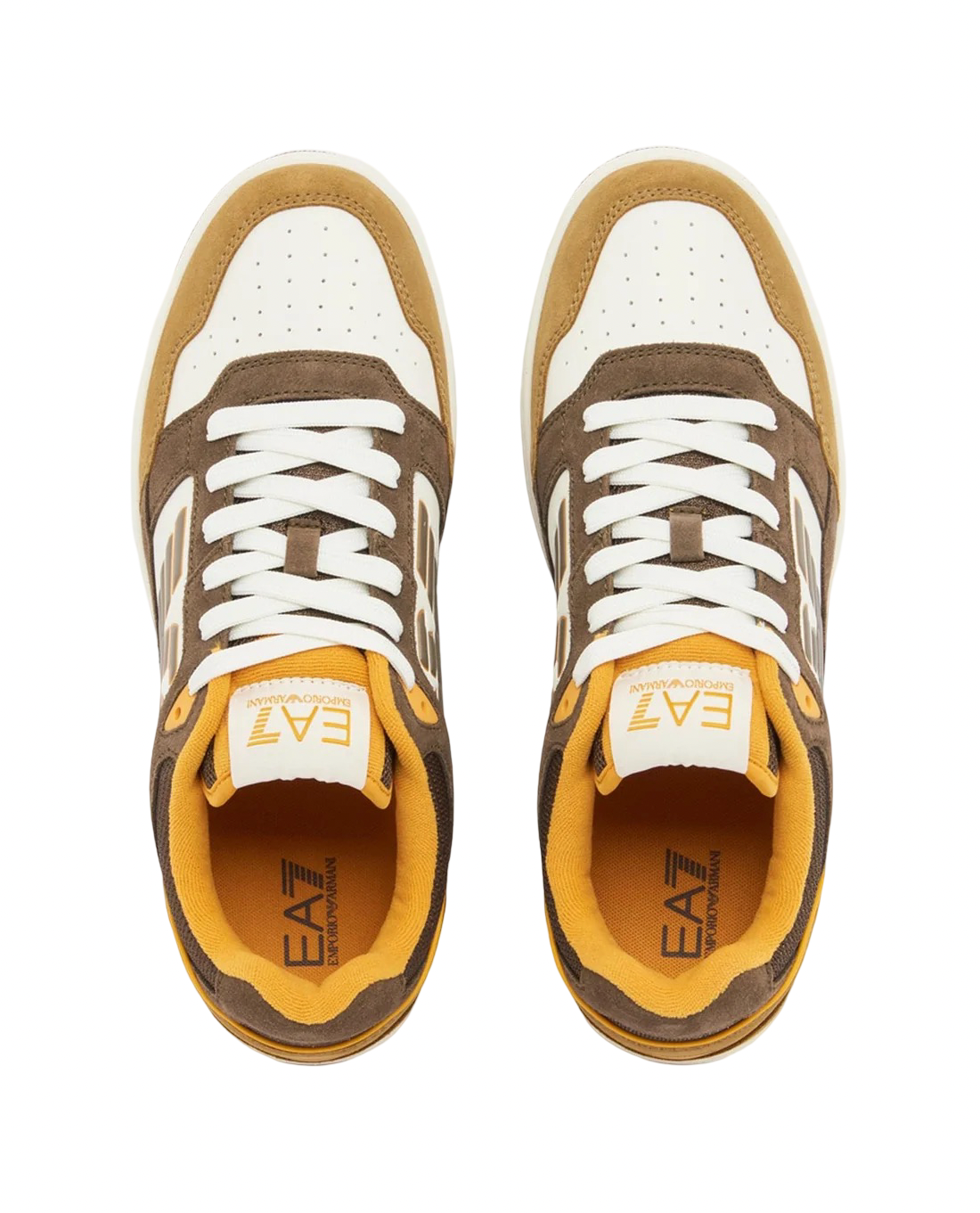 EA7 - Sneakers Bianco,Verde Militare e Senape con Logo Aquila