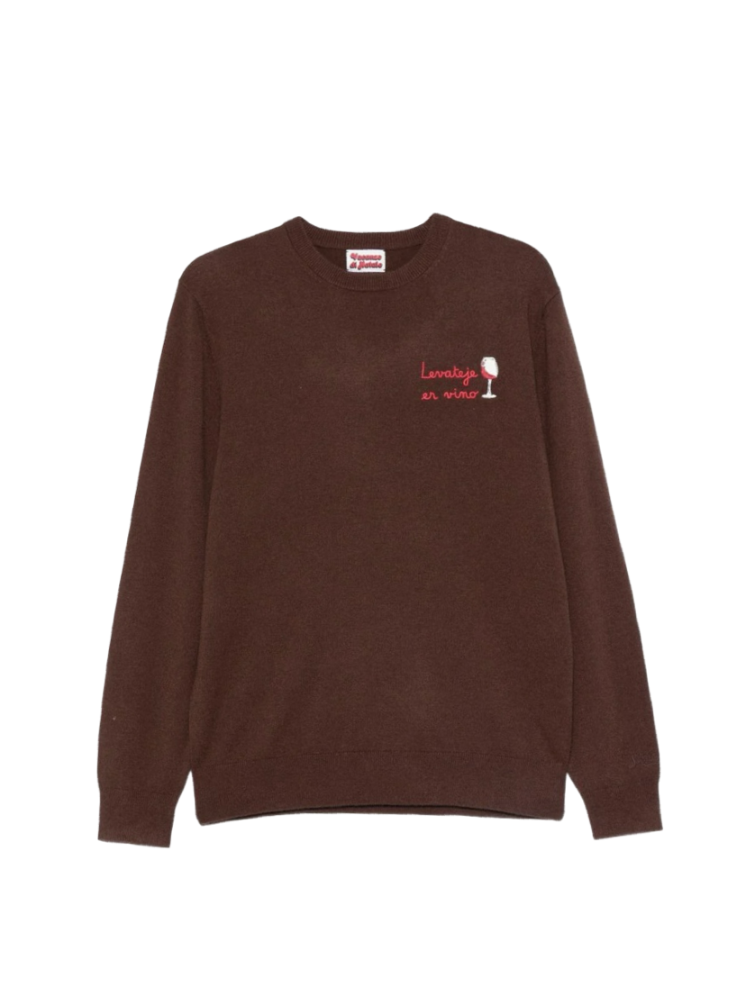 MC2 SAINT BARTH - Maglione Marrone Ricamo Levateje Er Vino