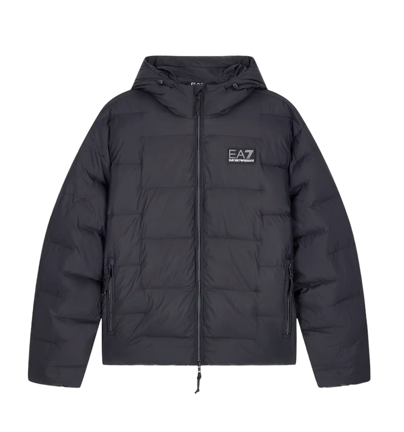 EA7 - Piumino Nero con Logo sul Retro