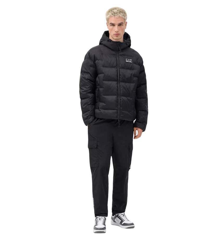 EA7 - Piumino Nero con Logo sul Retro